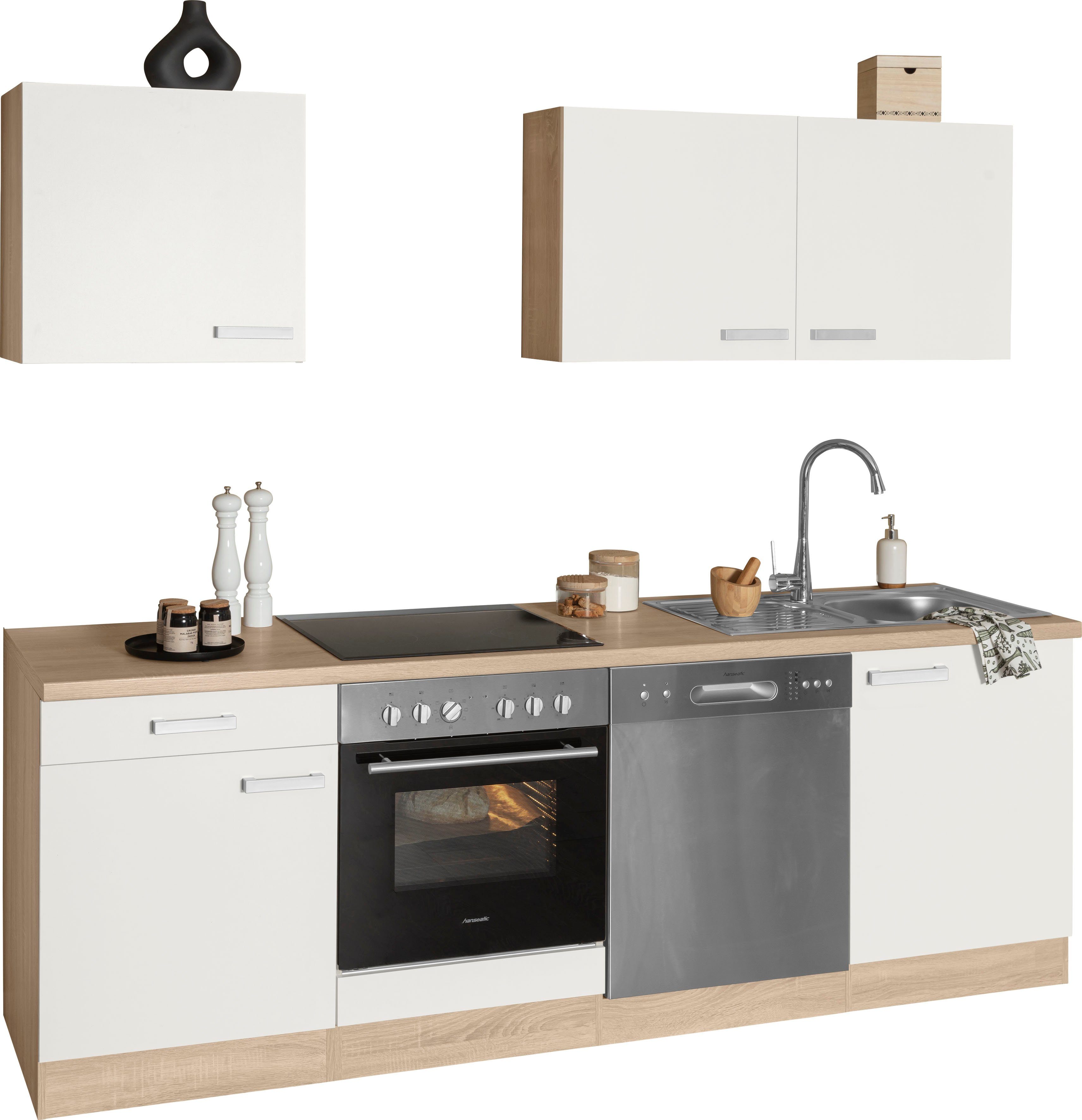OPTIFIT Küchenzeile Leer, 240 cm breit, inkl. Elektrogeräte der Marke HANSEATIC