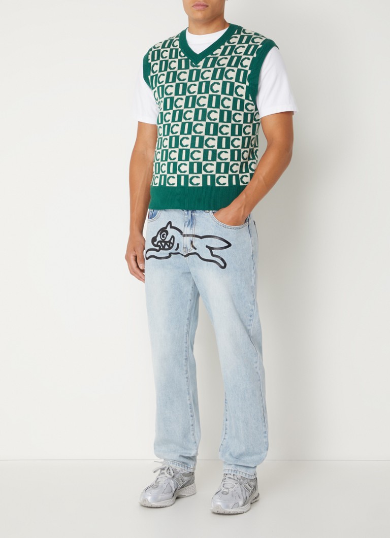 ICE CREAM Fine-knit sweater vest in wool blend with knitted-in logo