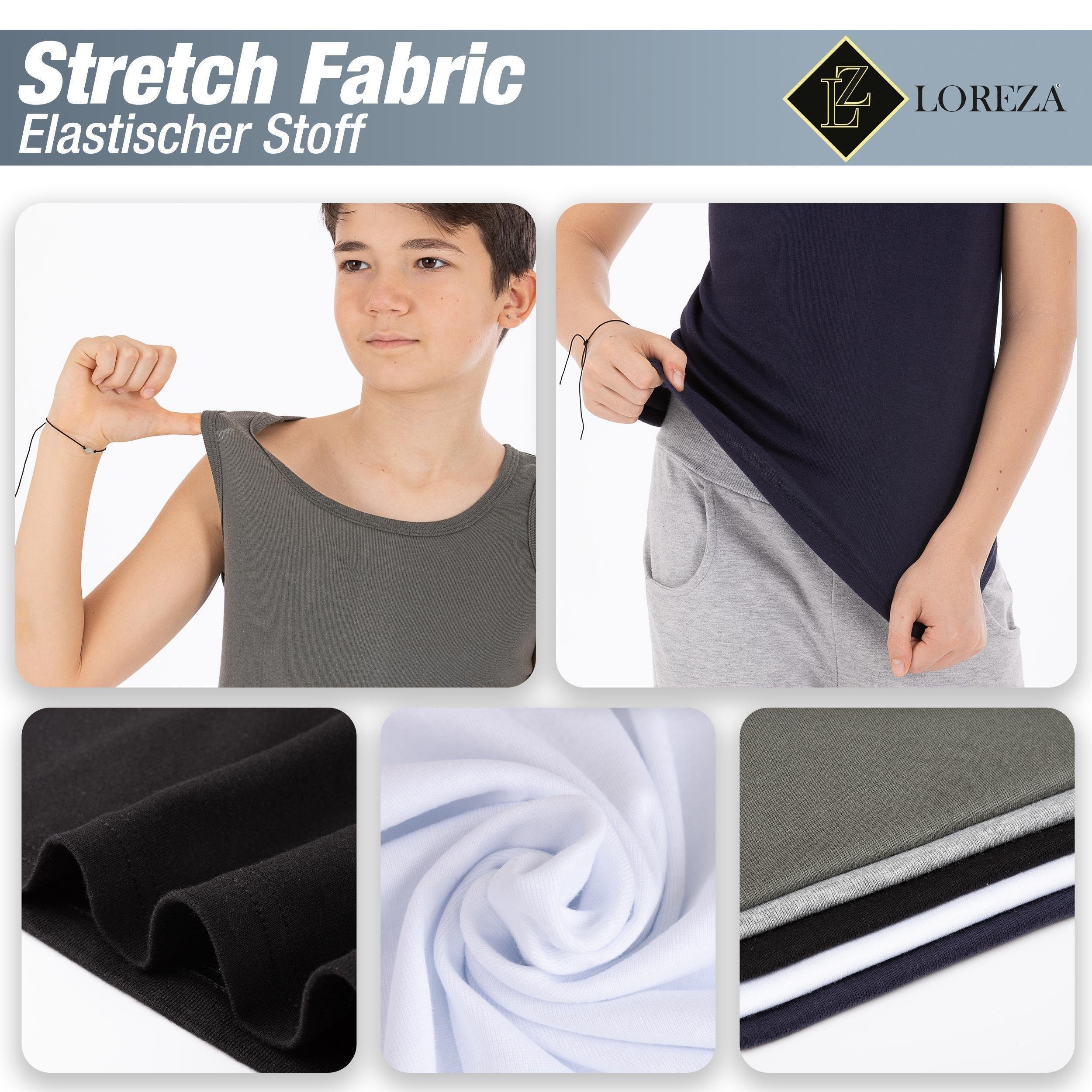 LOREZA Unterhemd 5 Jungen 100% Baumwolle Unterhemden ohne Seitennaht (Spar-Packung, 5-St)