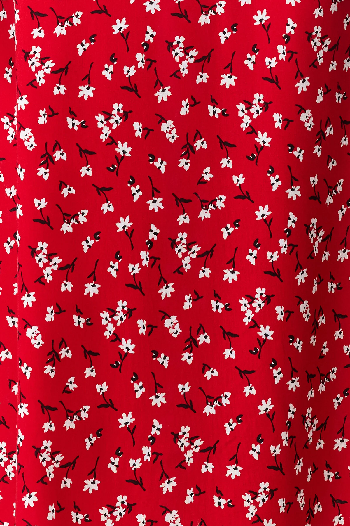 Trendyol Collection  Rotes Maxikleid aus 100 % Viskosegewebe mit Blumenmuster und Schlitzdetail, quadratischem Ausschnitt, TWOSS24EL00613