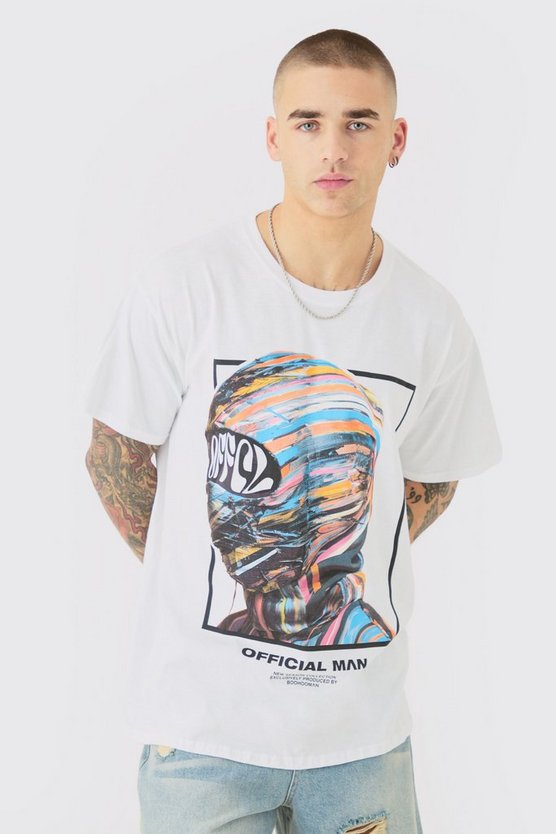 Oversize T-Shirt mit Ofcl Masken Print