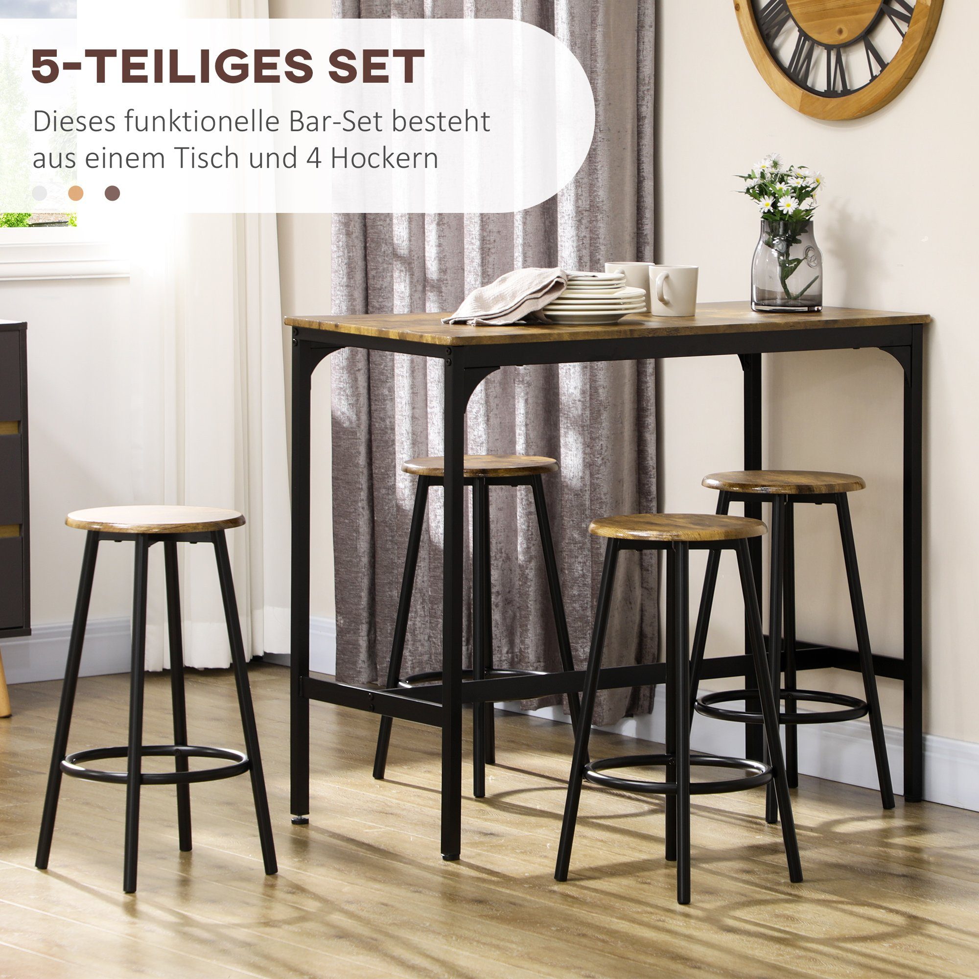 HOMCOM Bargruppe Bartisch Set