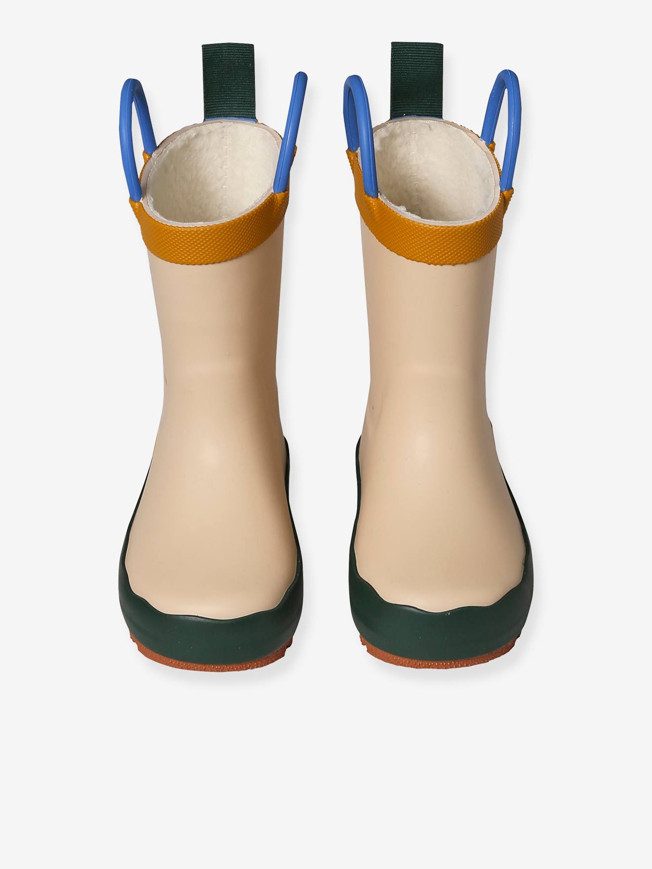Bottes de pluie fourrées en caoutchouc imprimé bébé beige