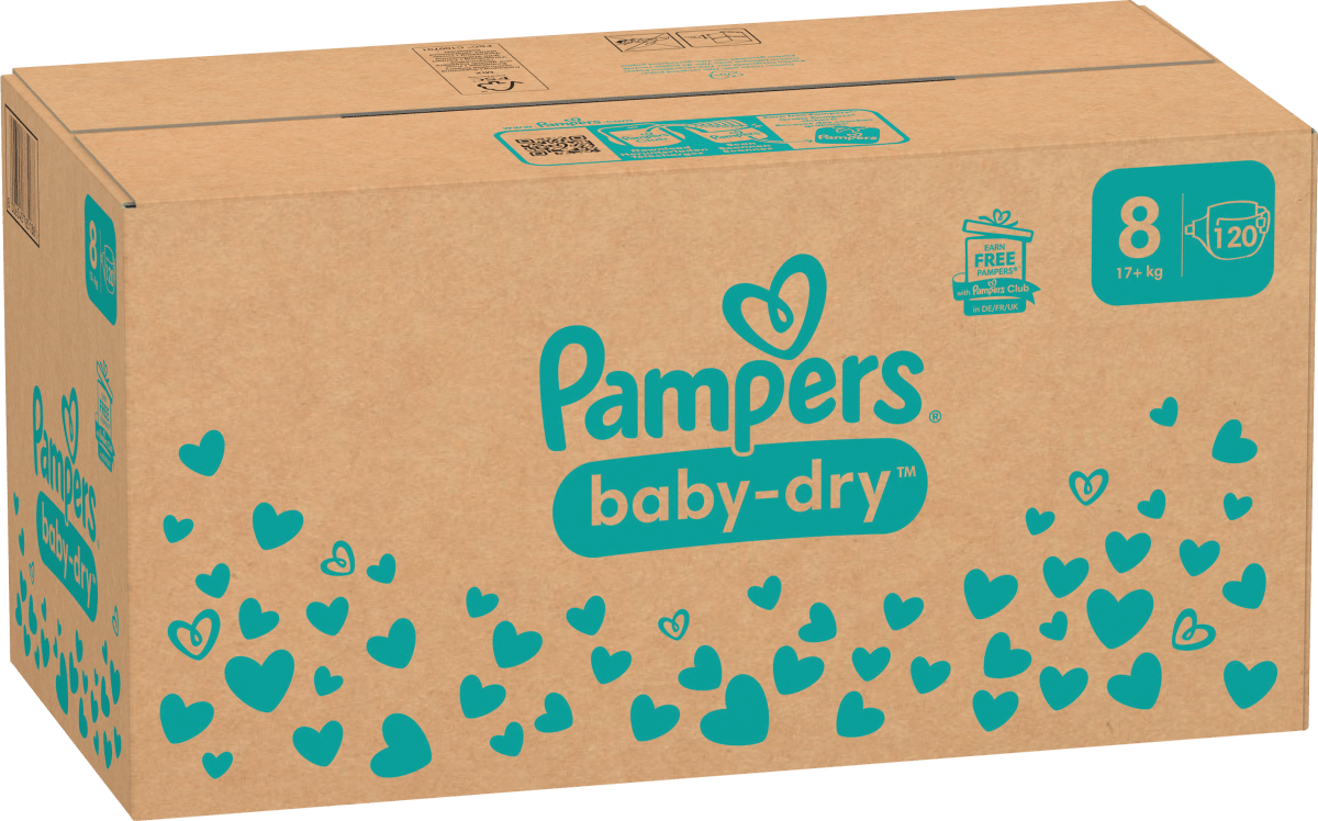 Windeln Baby Dry Gr.8 Extra Large (17+ kg), Monatsbox, 120 St