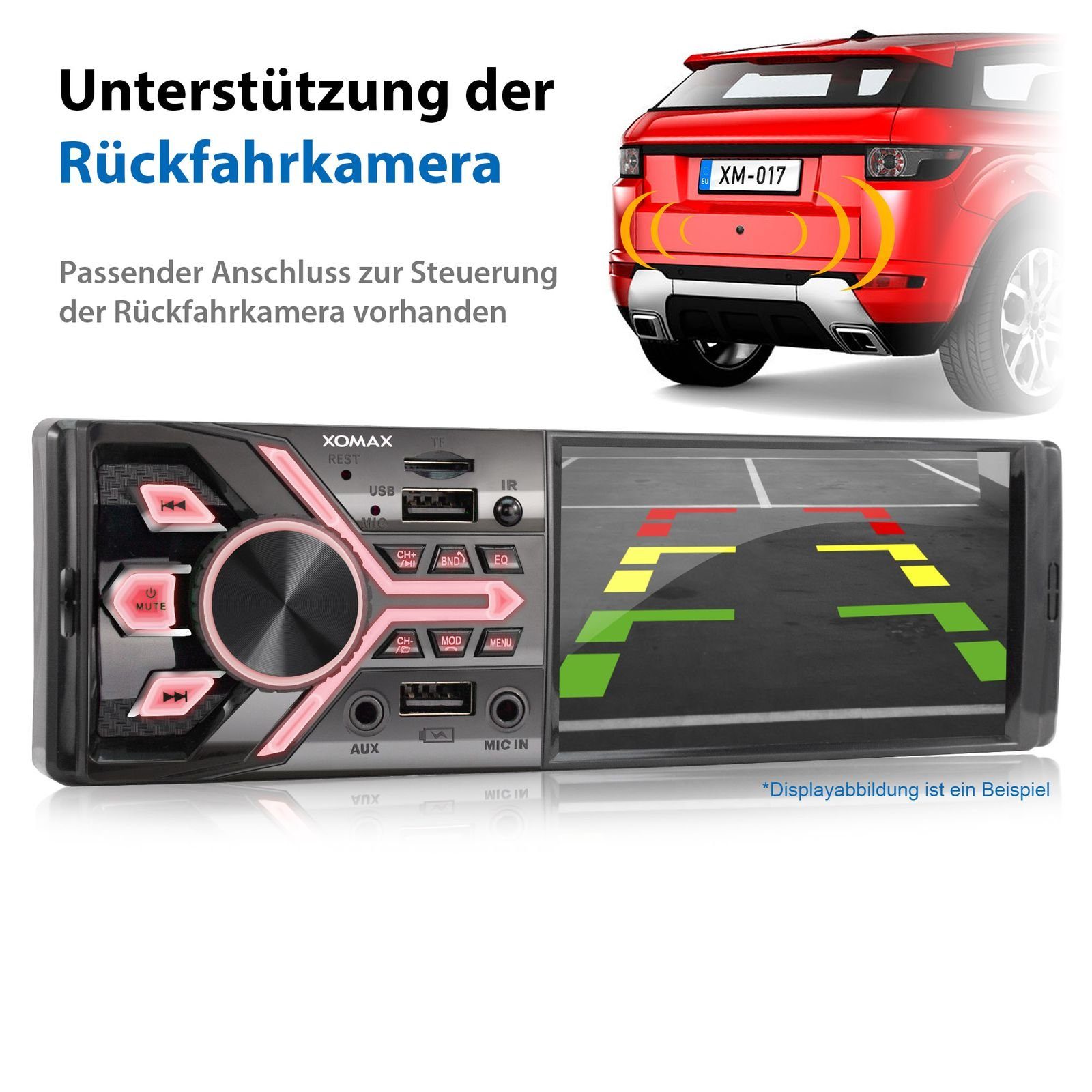 XOMAX XM-V426 Autoradio mit 4 Zoll Bildschirm, Bluetooth, 2x USB, SD, 1 DIN Autoradio