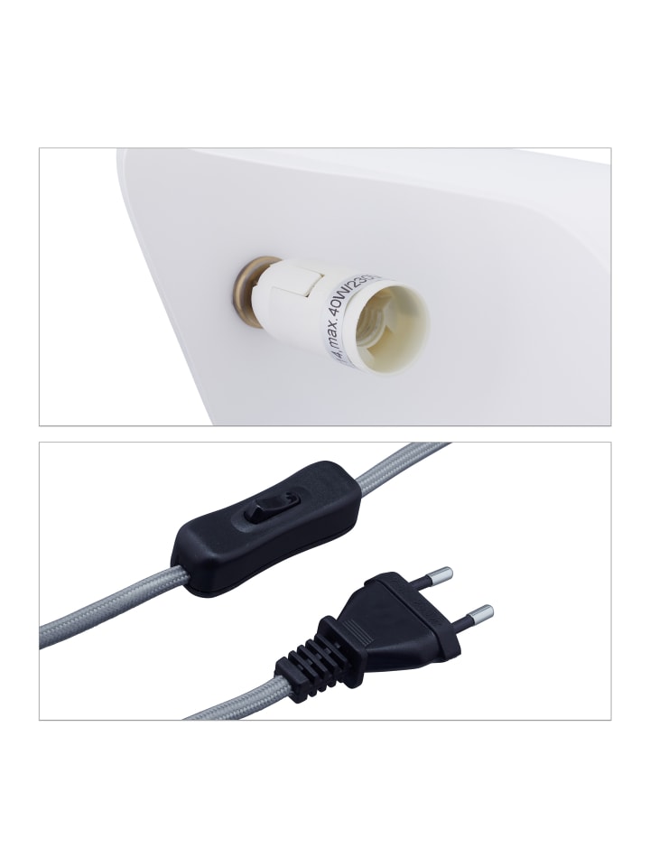 relaxdays Bankerlampe in Weiß/ Messing -  (B)26 x (H)33 x (T)20 cm günstig kaufen onesize