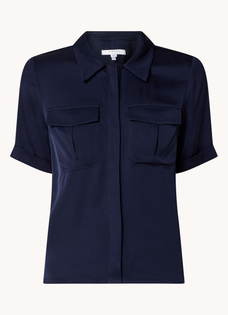 L.K.Bennett  Luna blouse van satijn met borstzakken