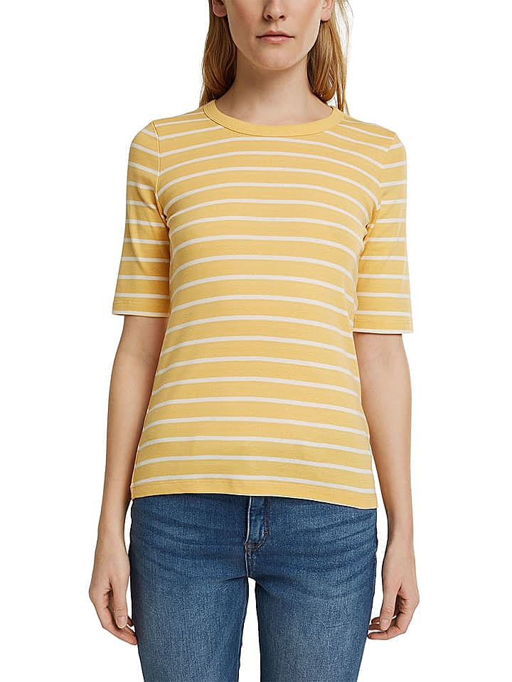 ESPRIT Shirt in Gelb/ Weiß günstig kaufen S