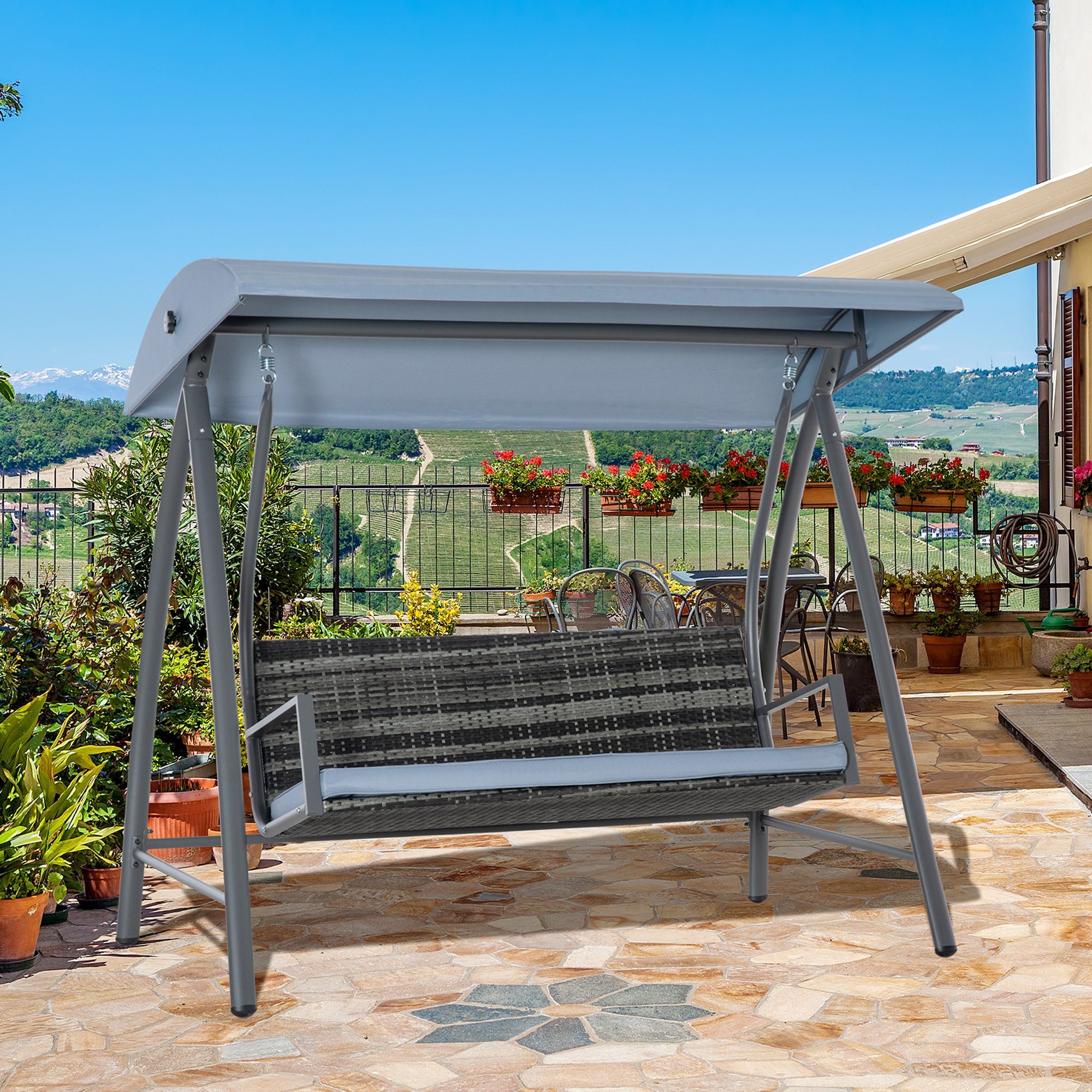 Outsunny Hollywoodschaukel Rattan Gartenschaukel