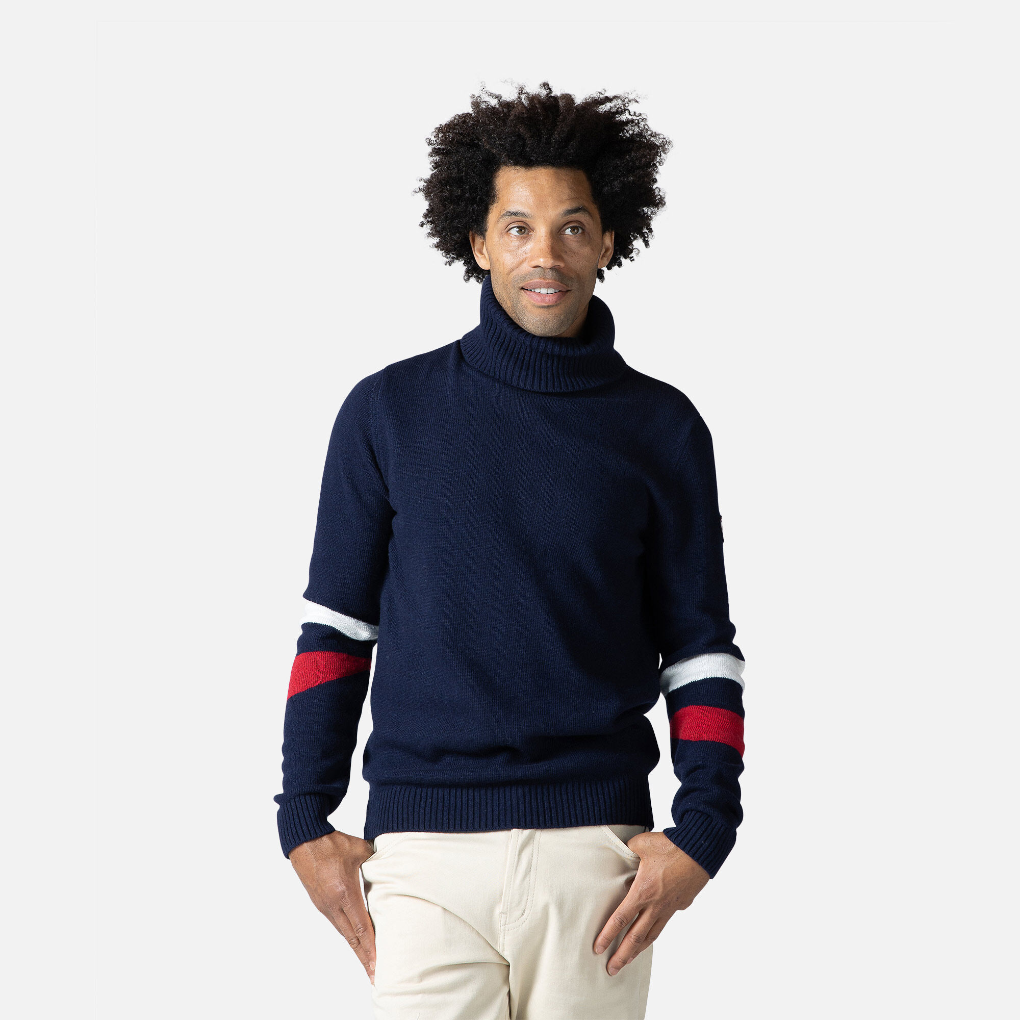 Pull en maille à col roulé Signature homme