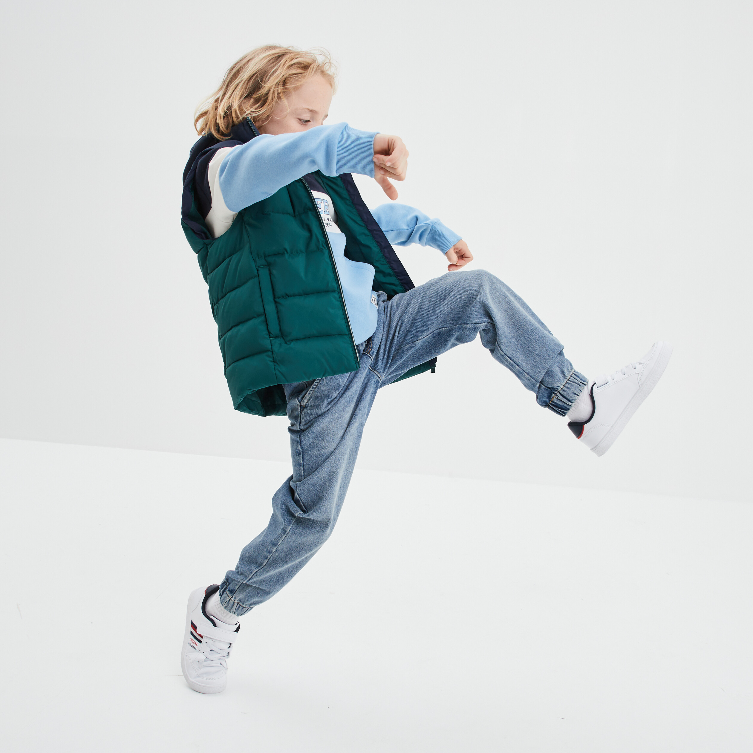 Jeans jogger regular taille élastiquée denim double stone garçon | La Halle