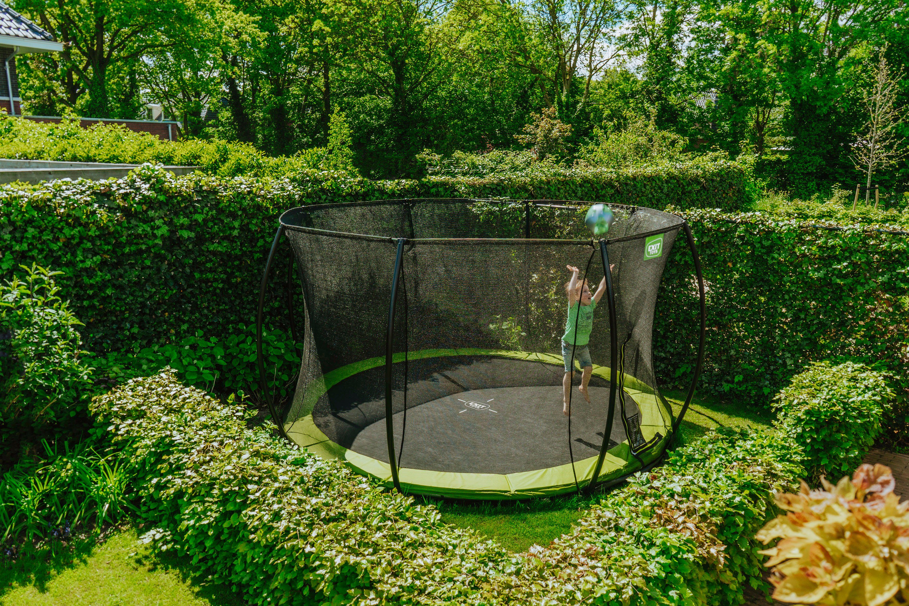 EXIT Gartentrampolin Silhouette Ground, Ø 427 cm, mit Sicherheitsnetz