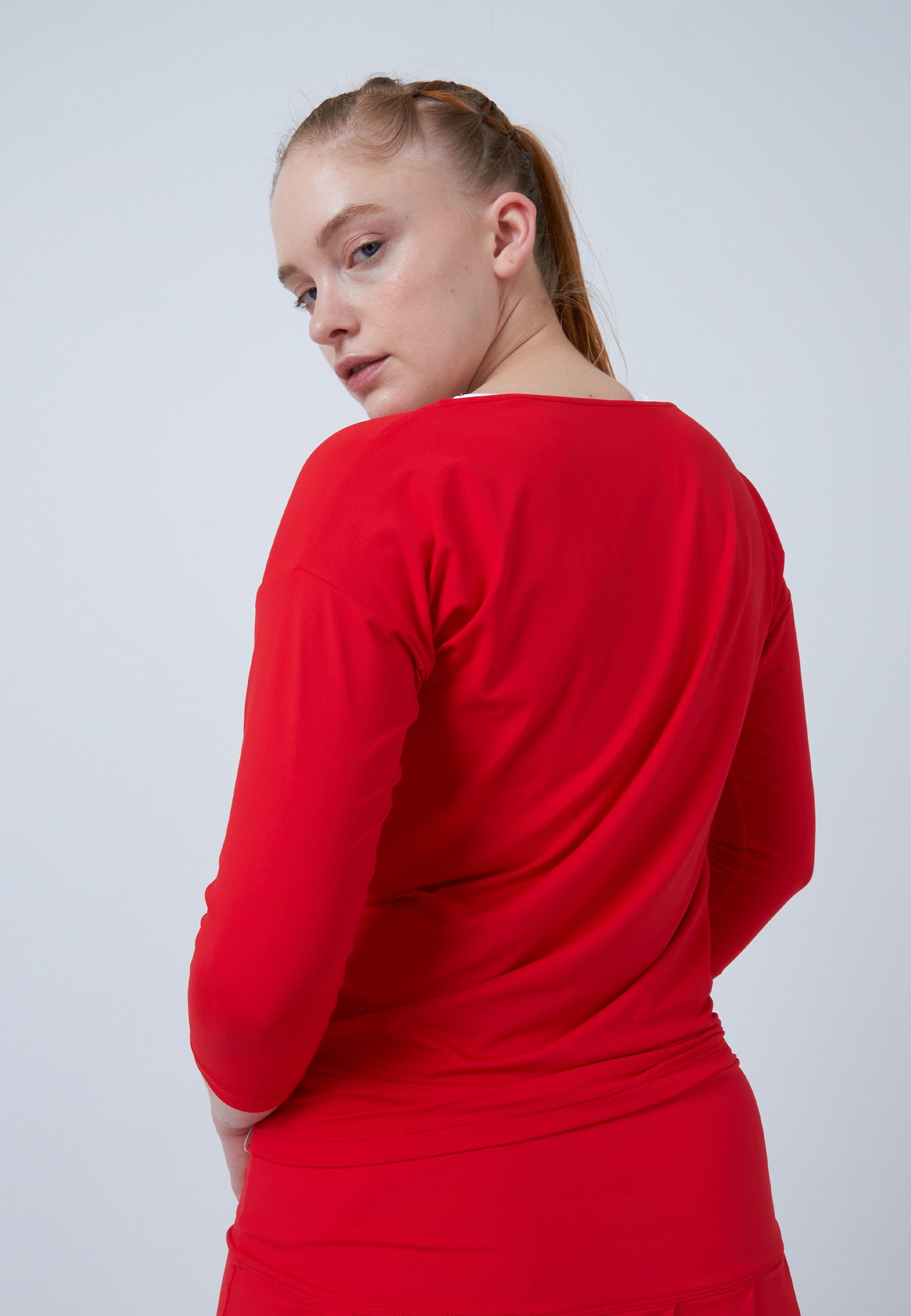 SPORTKIND Funktionsshirt Tennis 3/4 Loose Fit Shirt Mädchen & Damen rot