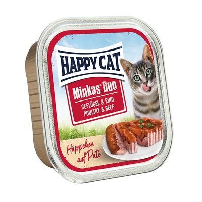 Happy Cat Minkas Duo Häppchen auf Paté Schälchen 12 x 100 g