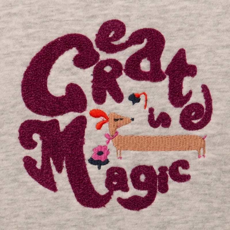 Sweat bébé fille broderie chien en coton recyclé gris Catimini