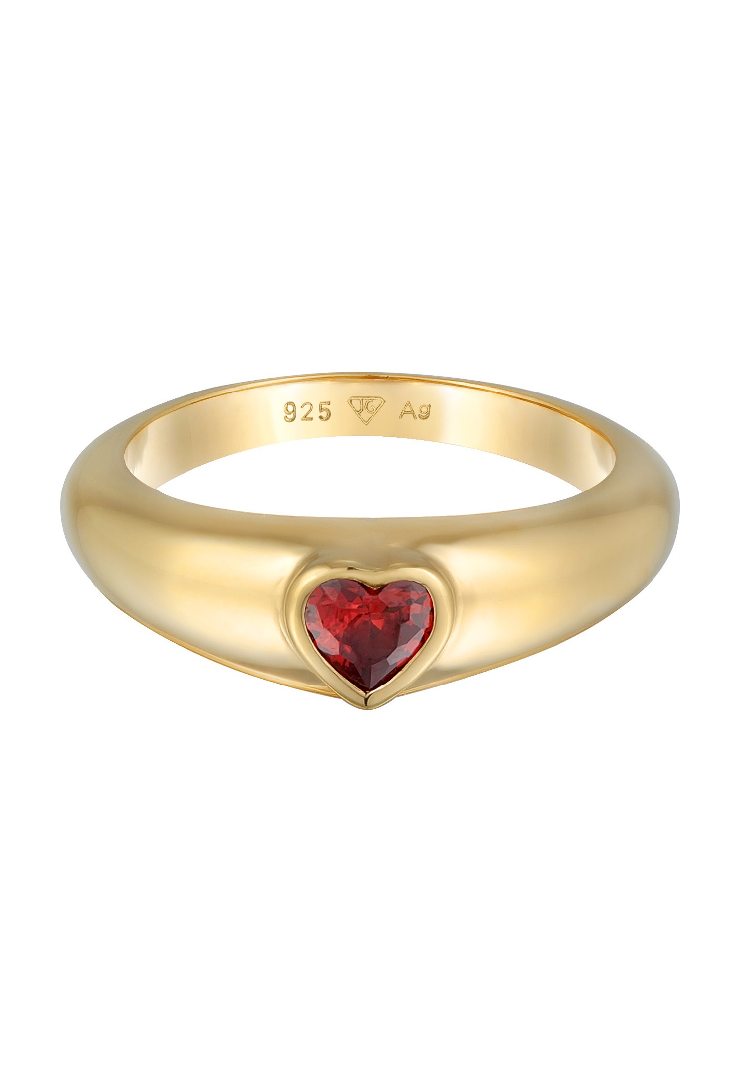 Anillo de mujer Elli con diseño de corazón y circonita cúbica en plata de ley 925 chapada en oro.