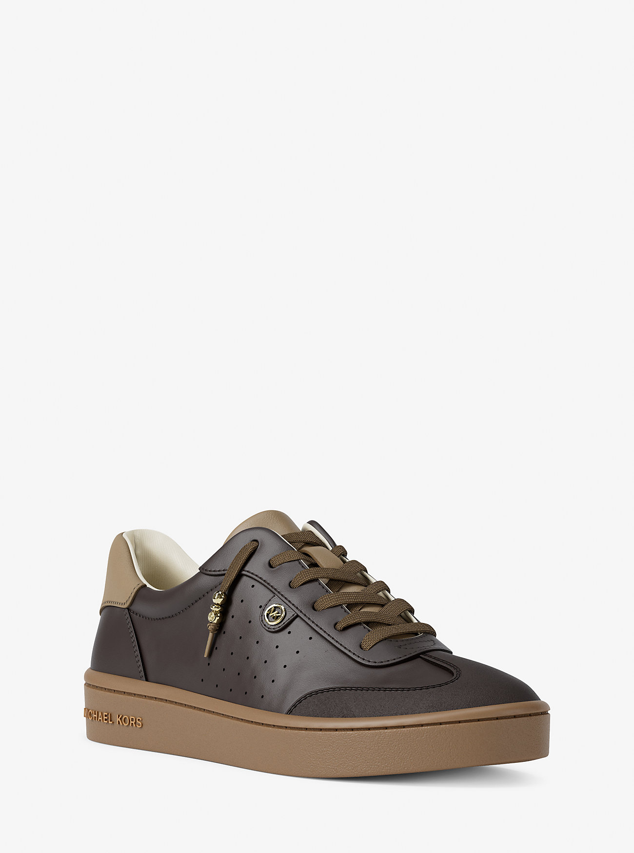 Scotty Embellished Leather Sneaker - CHOCOLATE