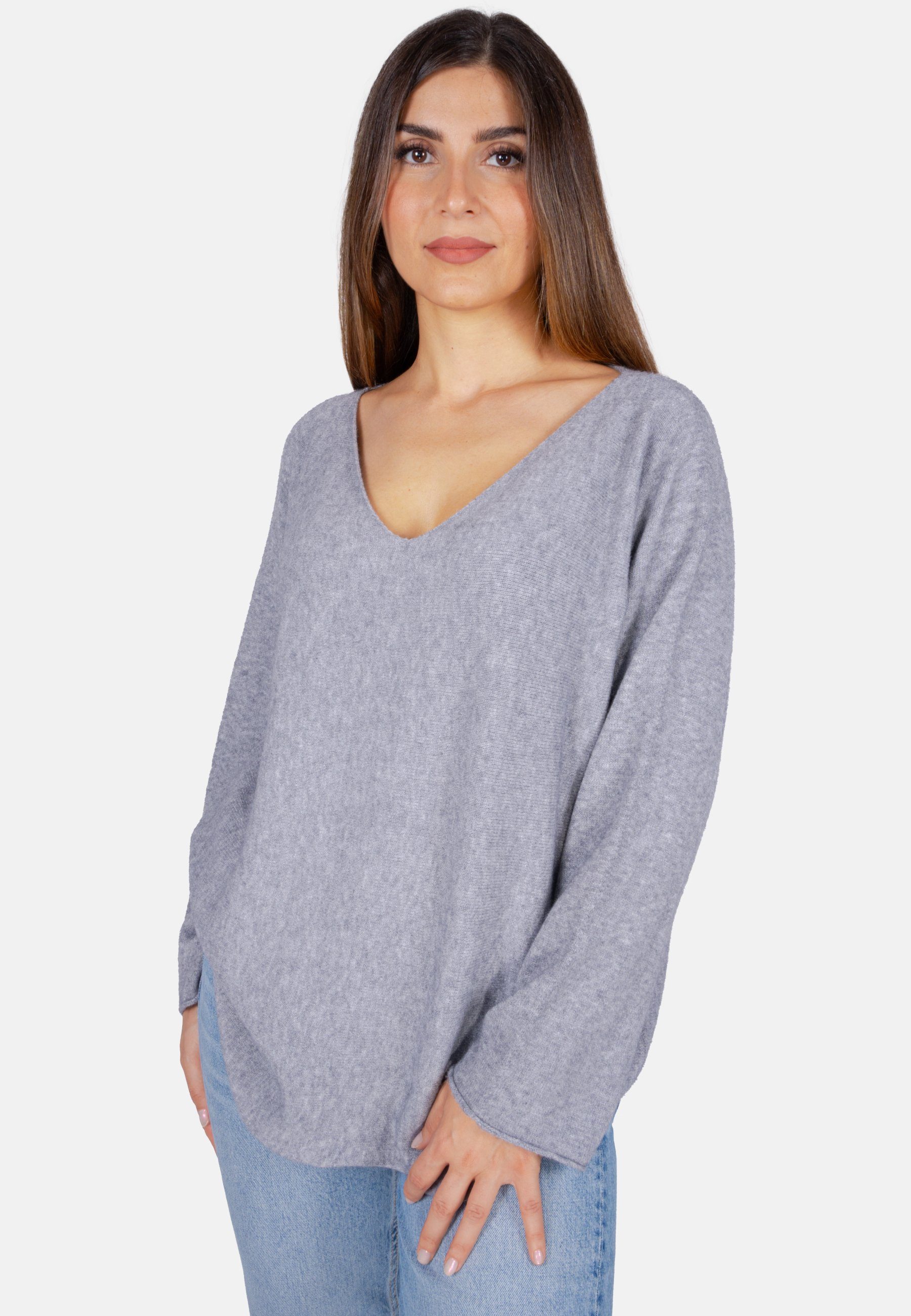 Seasons of April V-Ausschnitt-Pullover Lara Locker geschnittener Pulli mit V-Ausschnitt und in Uni Farben