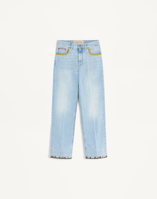 Geborduurde denim broek