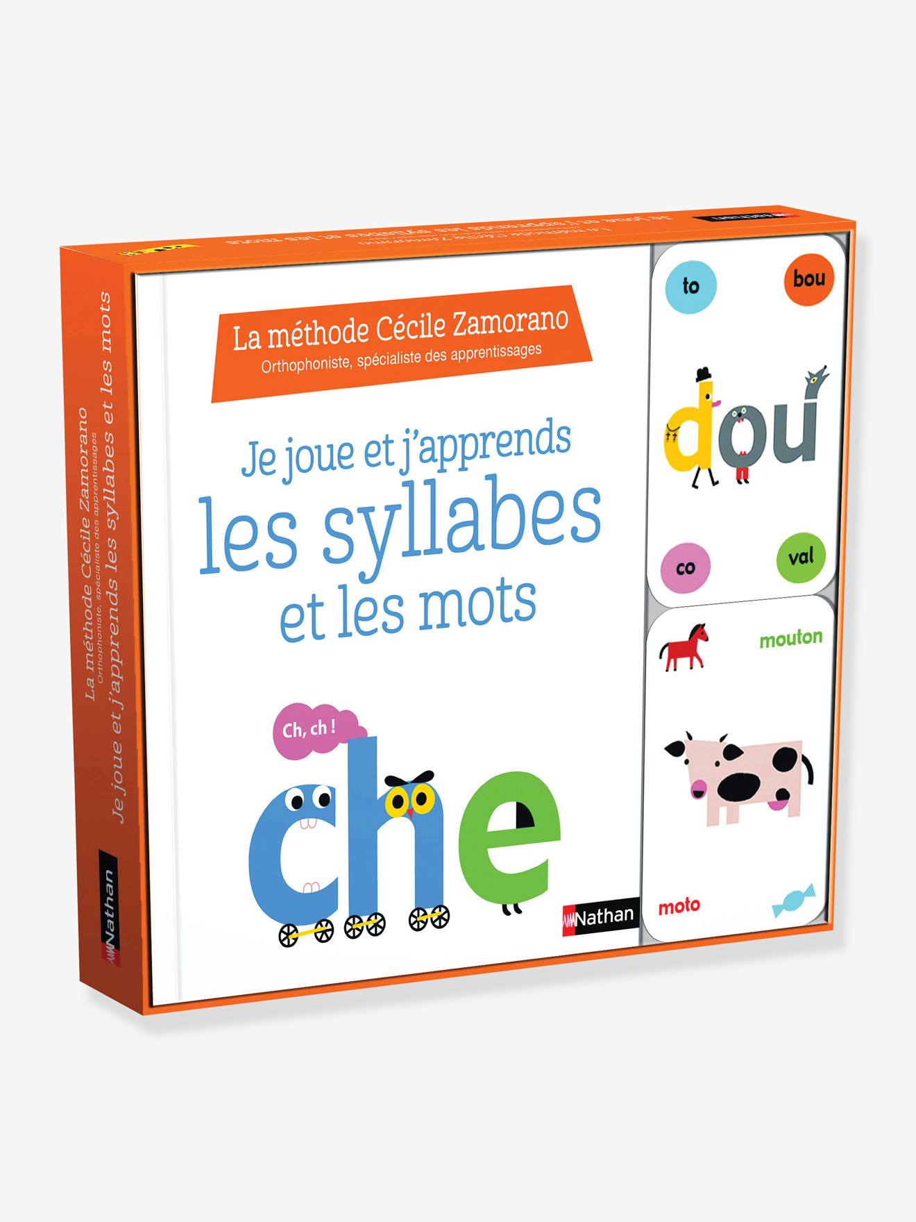 Coffret éducatif livre + jeu Je joue et j’apprends les syllabes et les mots NATHAN blanc