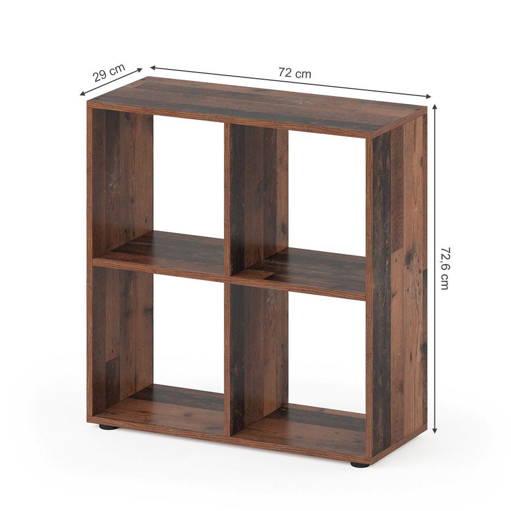 Vicco Raumteiler Standregal Bücherregal TETRA 4 Fächer Old Style