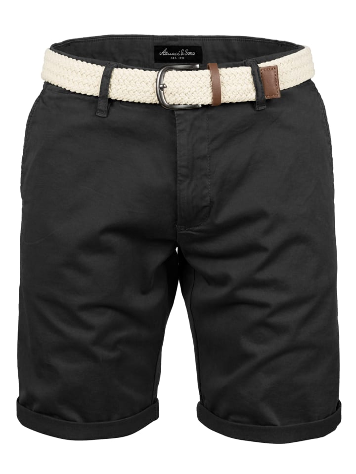 Amaci&Sons Chinoshort inkl. Gürtel BERWYN in Schwarz günstig kaufen