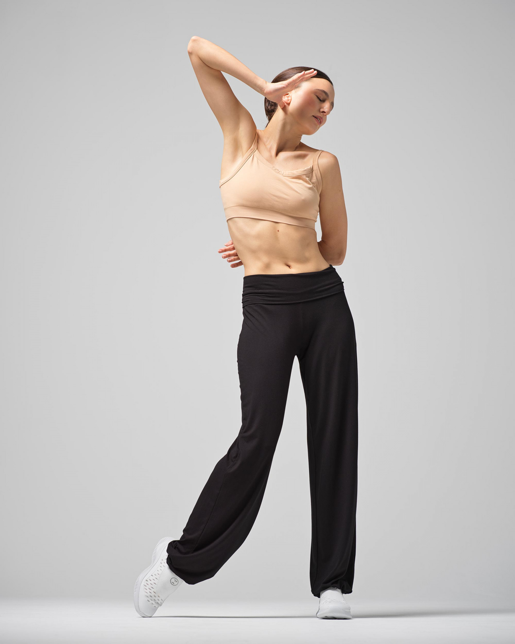 Viscose jazz pants with fold over waistband