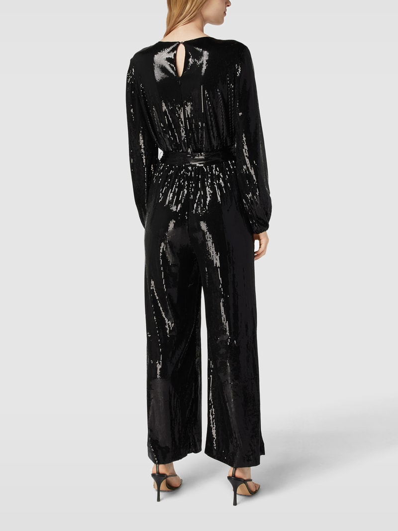Jumpsuit mit Paillettenbesatz in schwarz