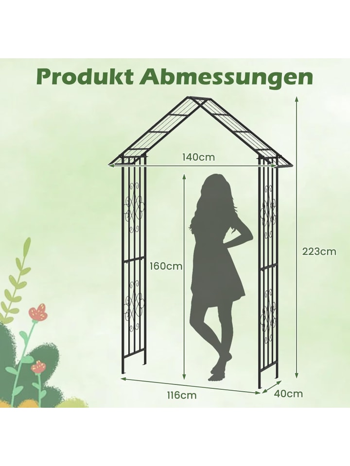 COSTWAY Rosenbogen Metall 140x40x223cm in Schwarz günstig kaufen onesize