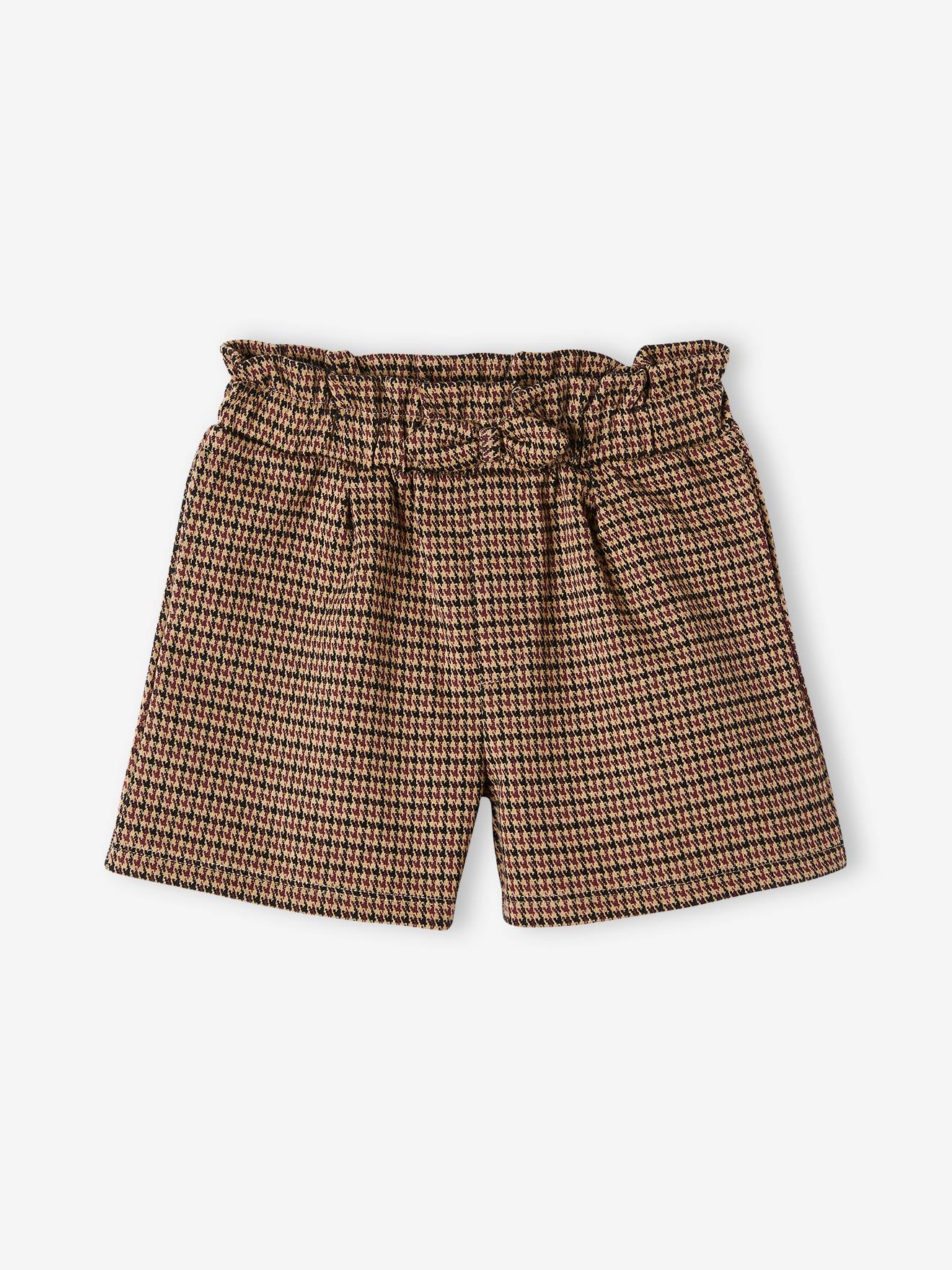 Short à carreaux fille gris