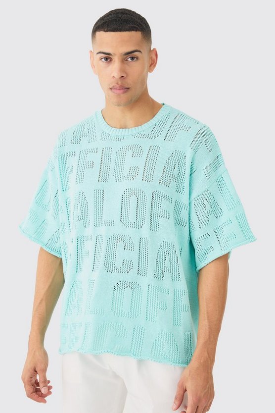 Oversize T-Shirt in Hellblau mit Logo