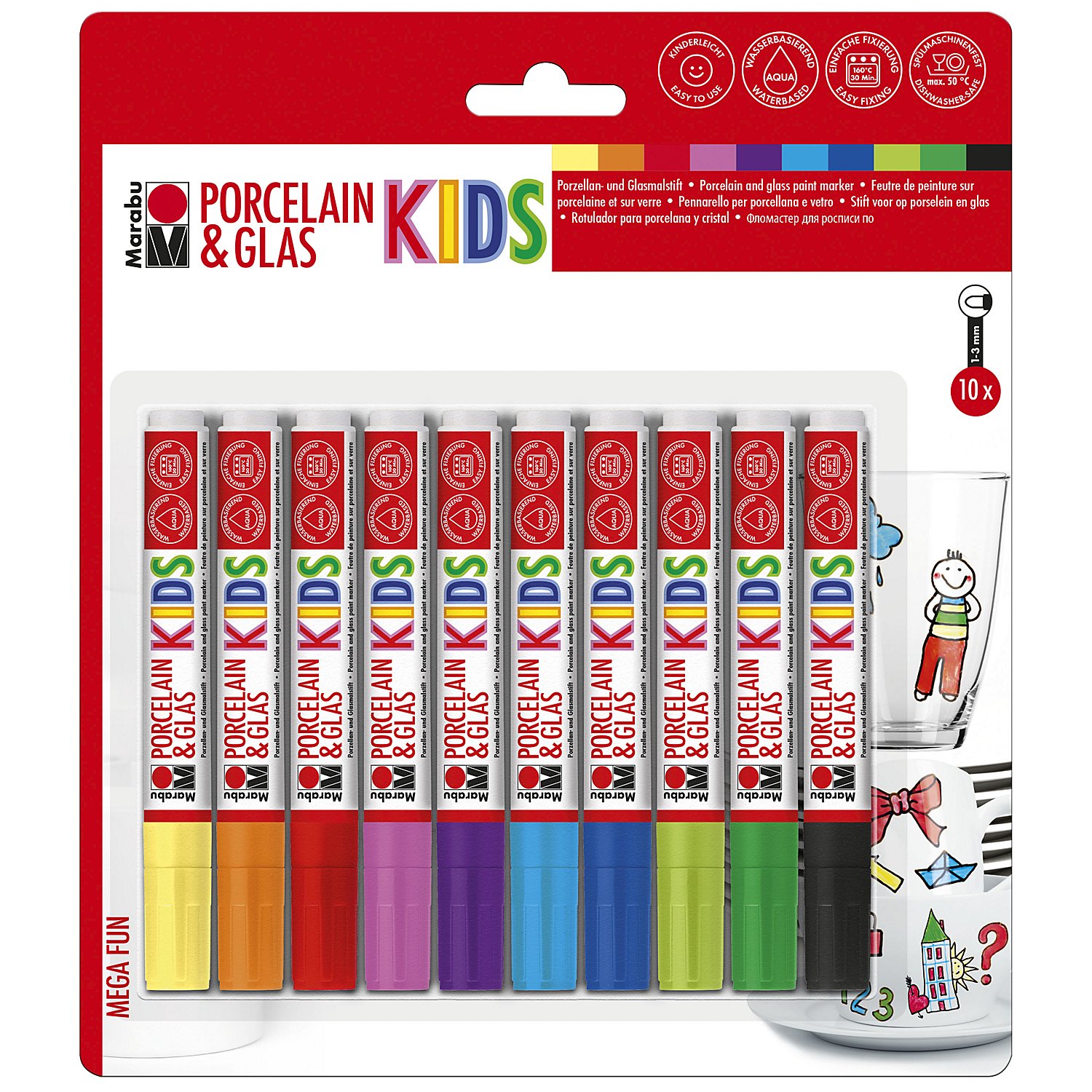 Marabu KiDS Porzellan- und Glasmalstifte, 10 Stifte