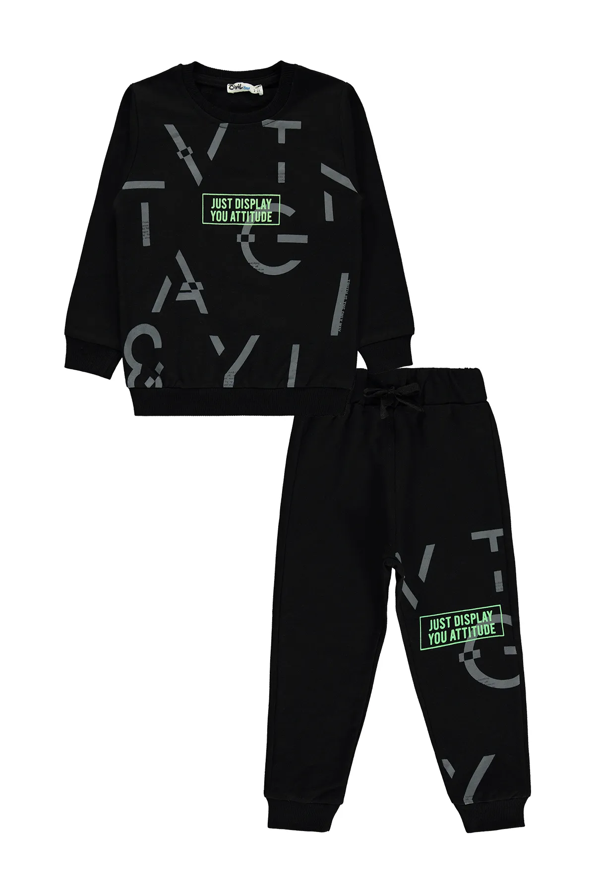 Civil Boys  Jungen-Trainingsanzug-Set, 2–5 Jahre, Schwarz