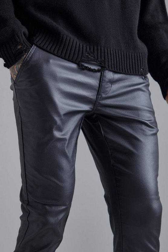 Beschichtete Skinny Twill-Hose