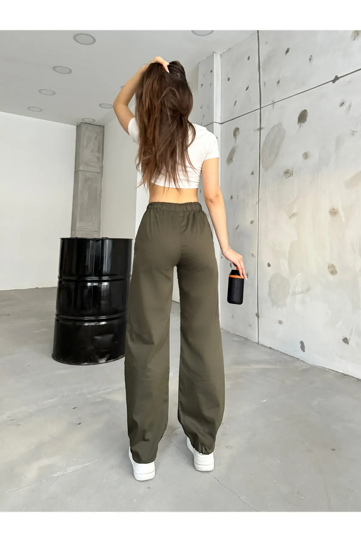 BİKELİFE  Khakifarbene Fallschirmhose für Damen