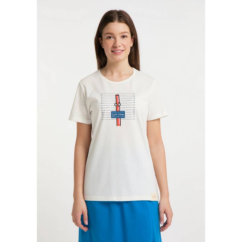 SOMWR T-Shirt With Slim Straw Print T-Shirt Damen