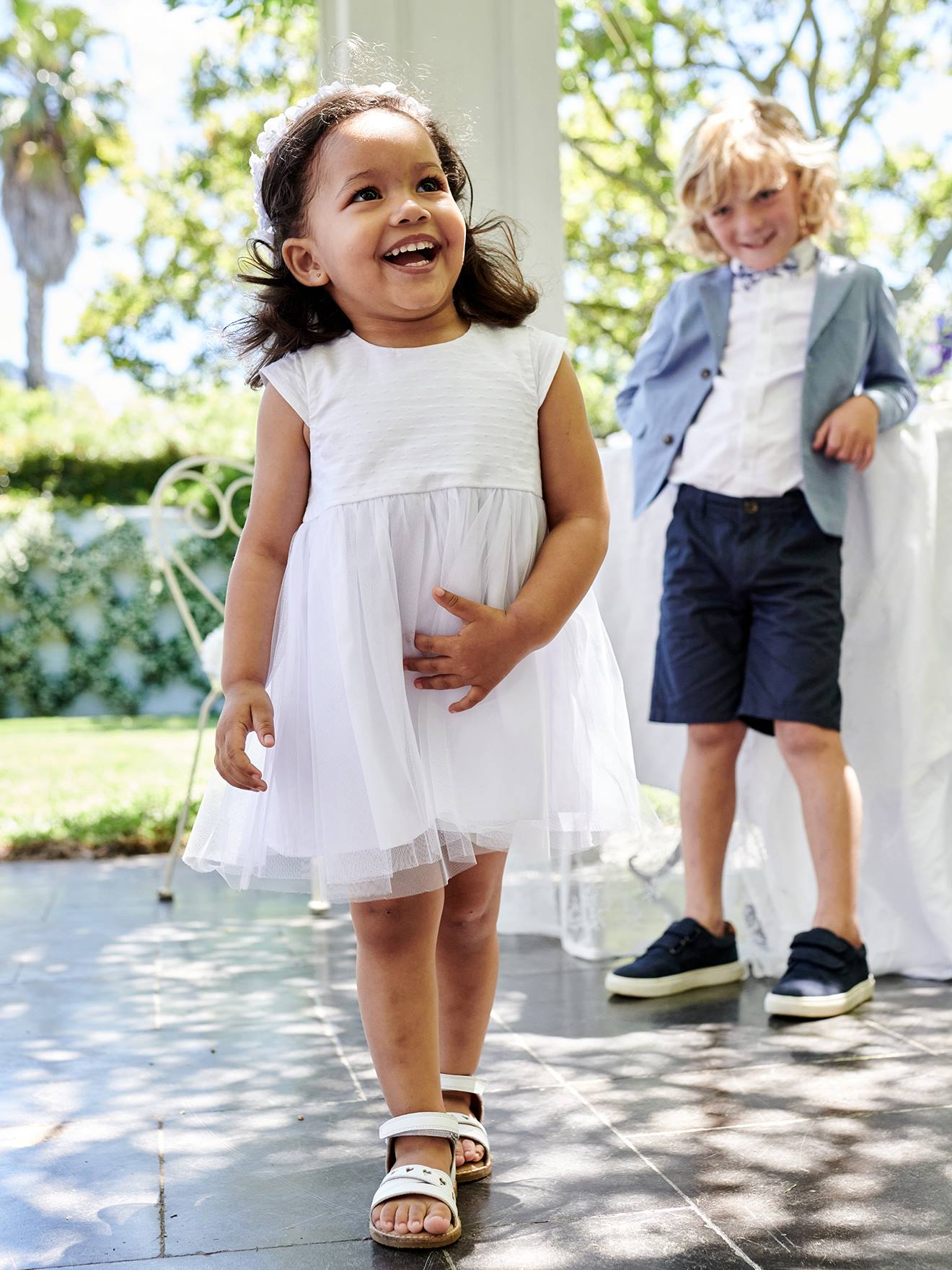 Robe de cérémonie bébé avec tulle blanc