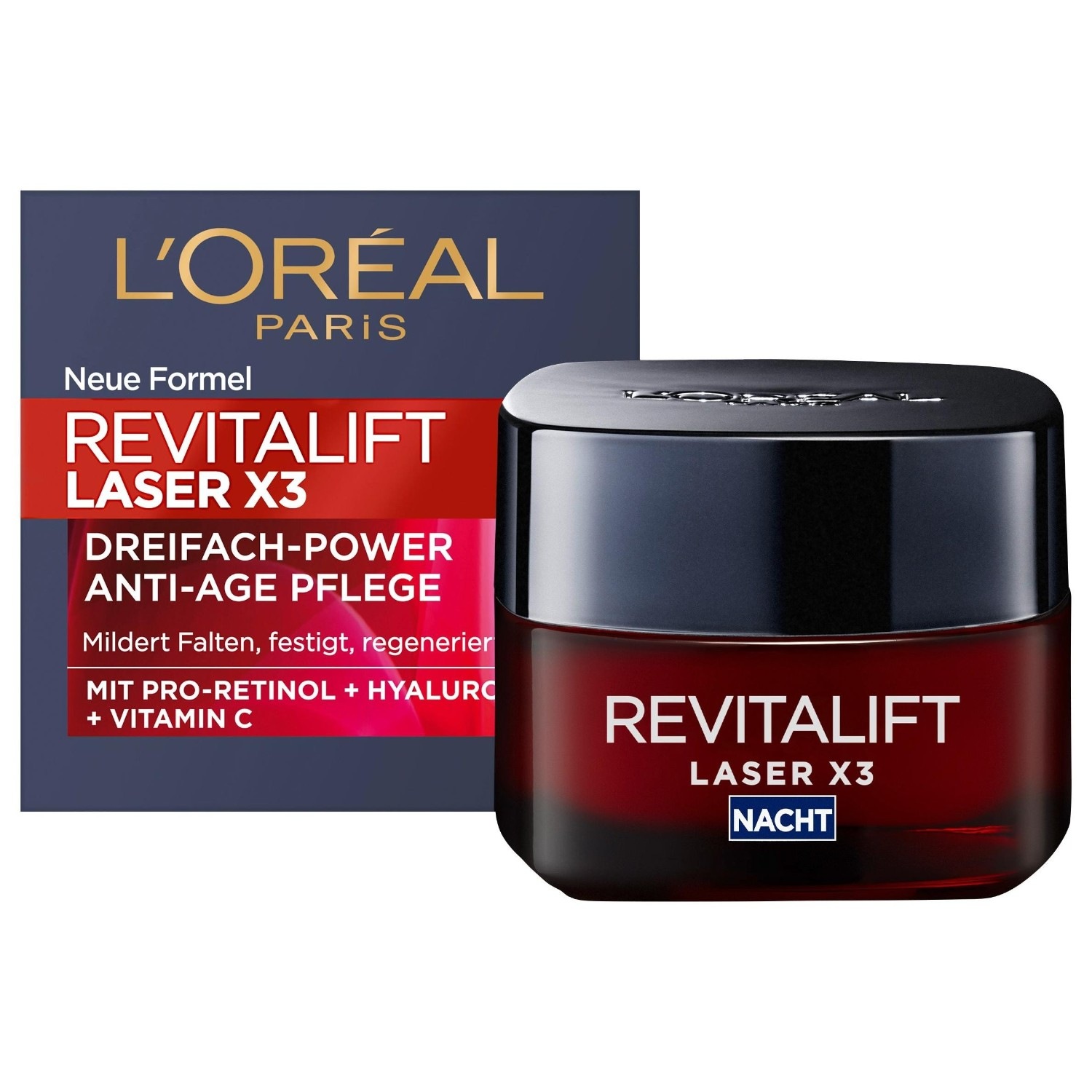 Laser X3 Dreifach-Power Anti-Age Nachtpflege mit Pro-Retinol + Hyaluronsäure + Vitamin C