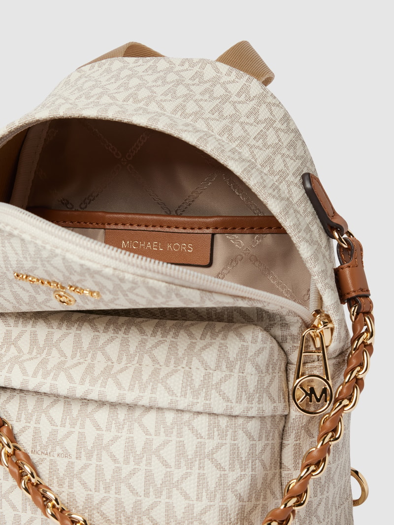 Rucksack mit Allover-Logo Modell 'SLATER' in ecru