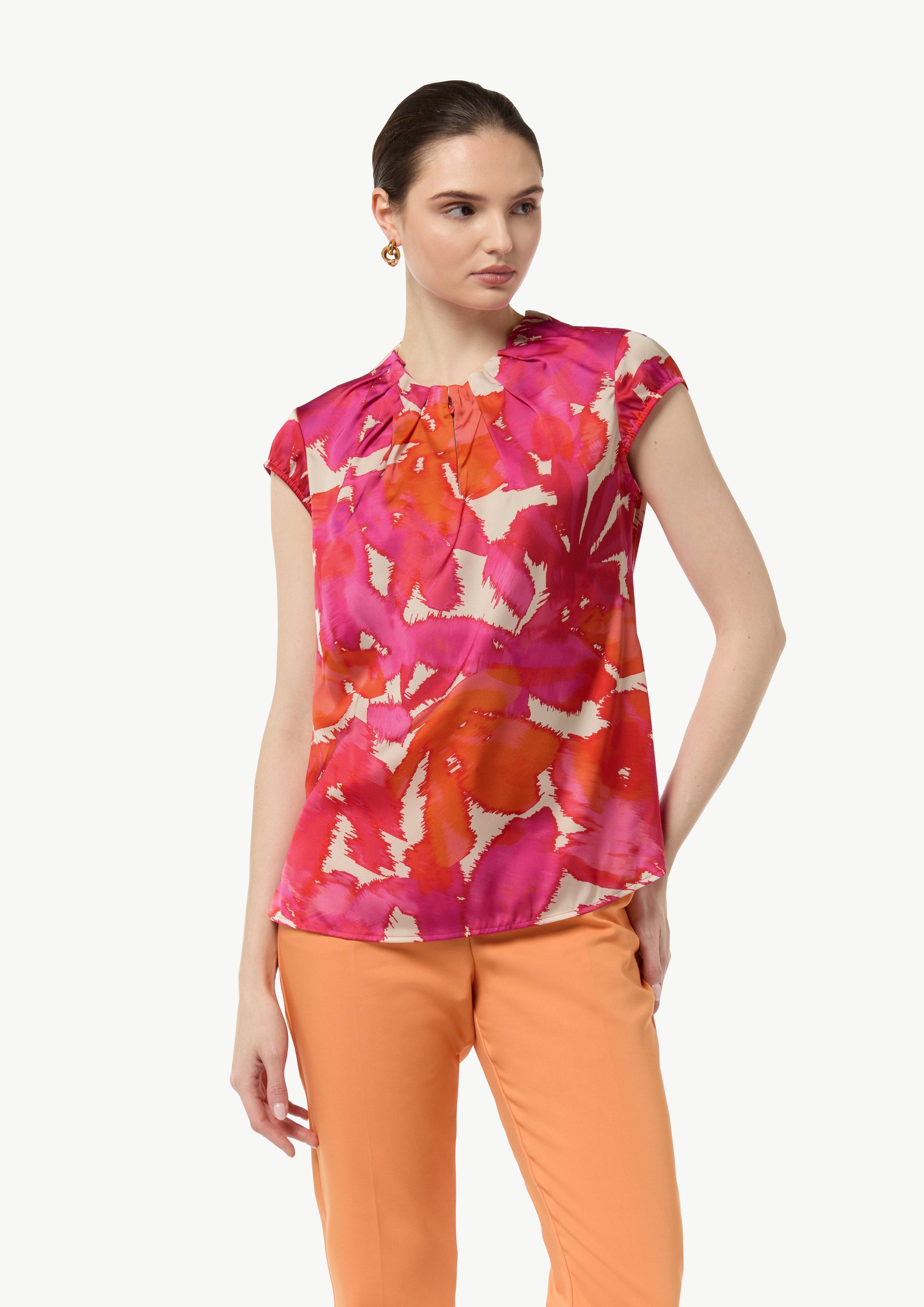 Drapierte Satinbluse - pink