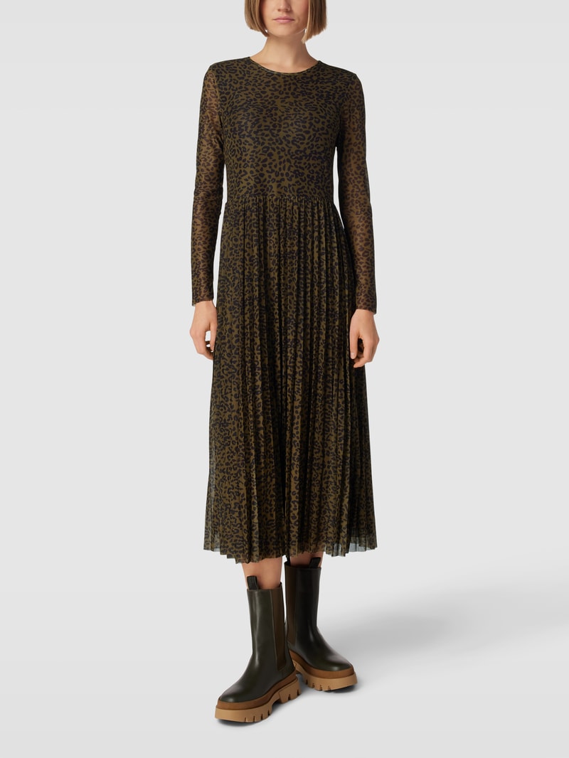Maxikleid mit Animal-Print in dunkelgrün