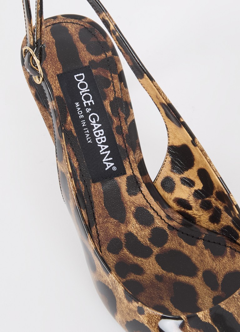 Slingback Dolce & Gabbana Lucido in pelle di vitello con stampa leopardata