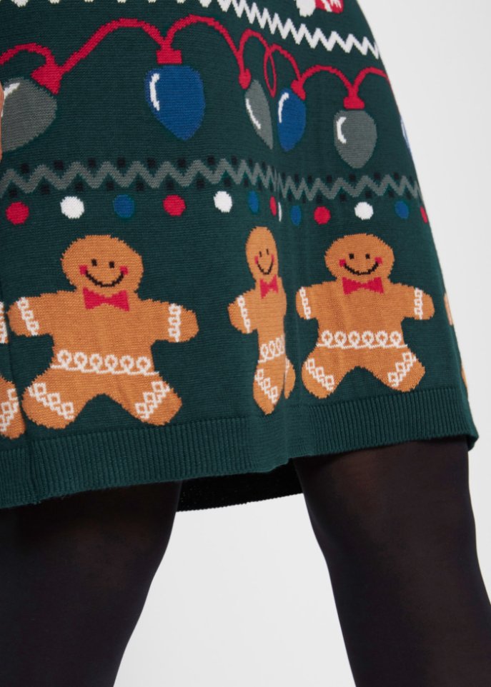 Kurzes Weihnachts-Strickkleid Lebkuchen