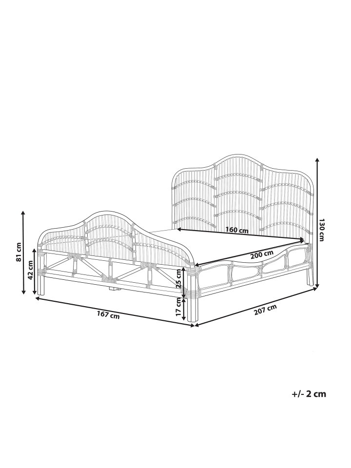 Beliani Doppelbett DOMEYROT in Heller Holzfarbton - (W) 167 x (H) 130 x (L) 207 cm günstig kaufen onesize