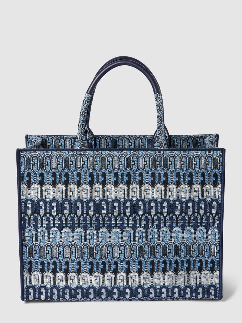 Tote Bag mit Allover-Muster in blau