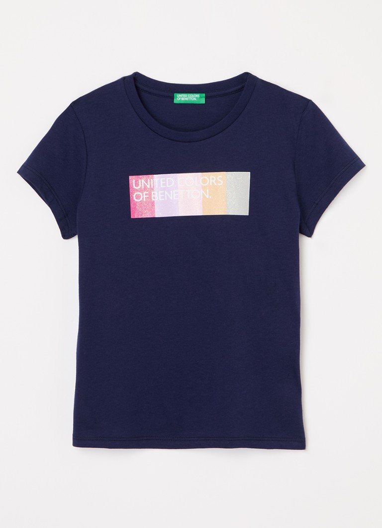 Tricou Benetton cu paiete și logo imprimat.