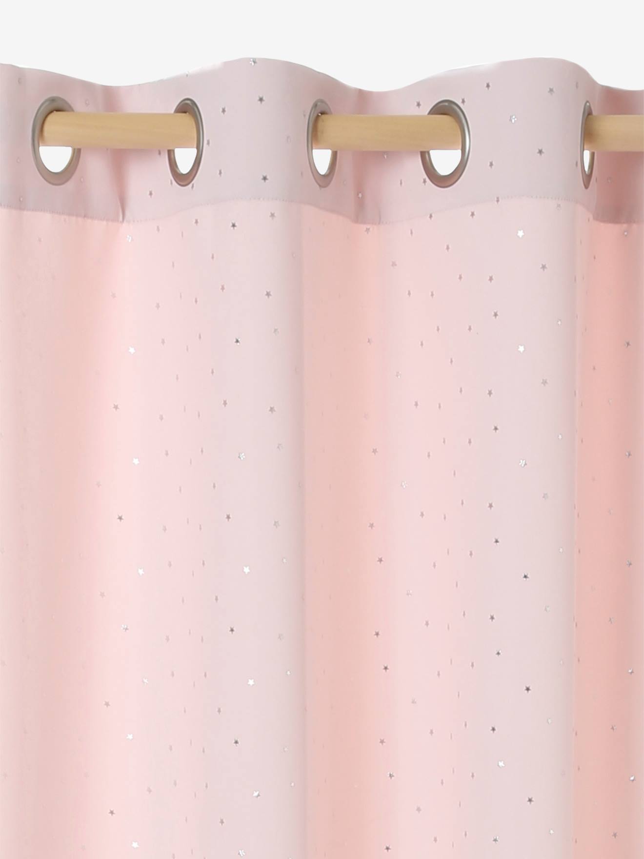 Rideau tamisant Etoiles d'argent rose imprimé étoiles