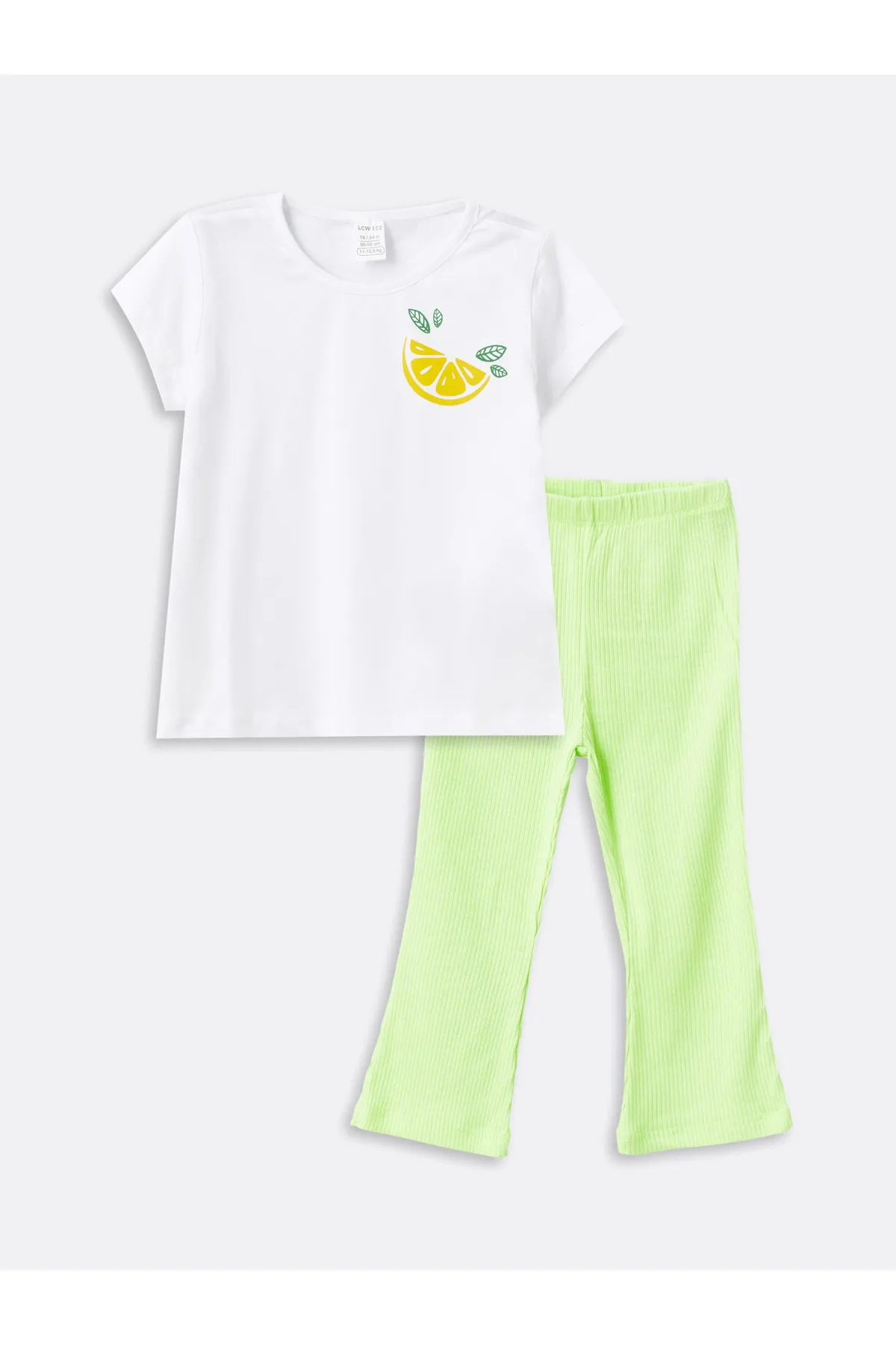 LC Waikiki  2-teiliges Set aus kurzärmligem, bedrucktem Baby-T-Shirt und Leggings mit Rundhalsausschnitt