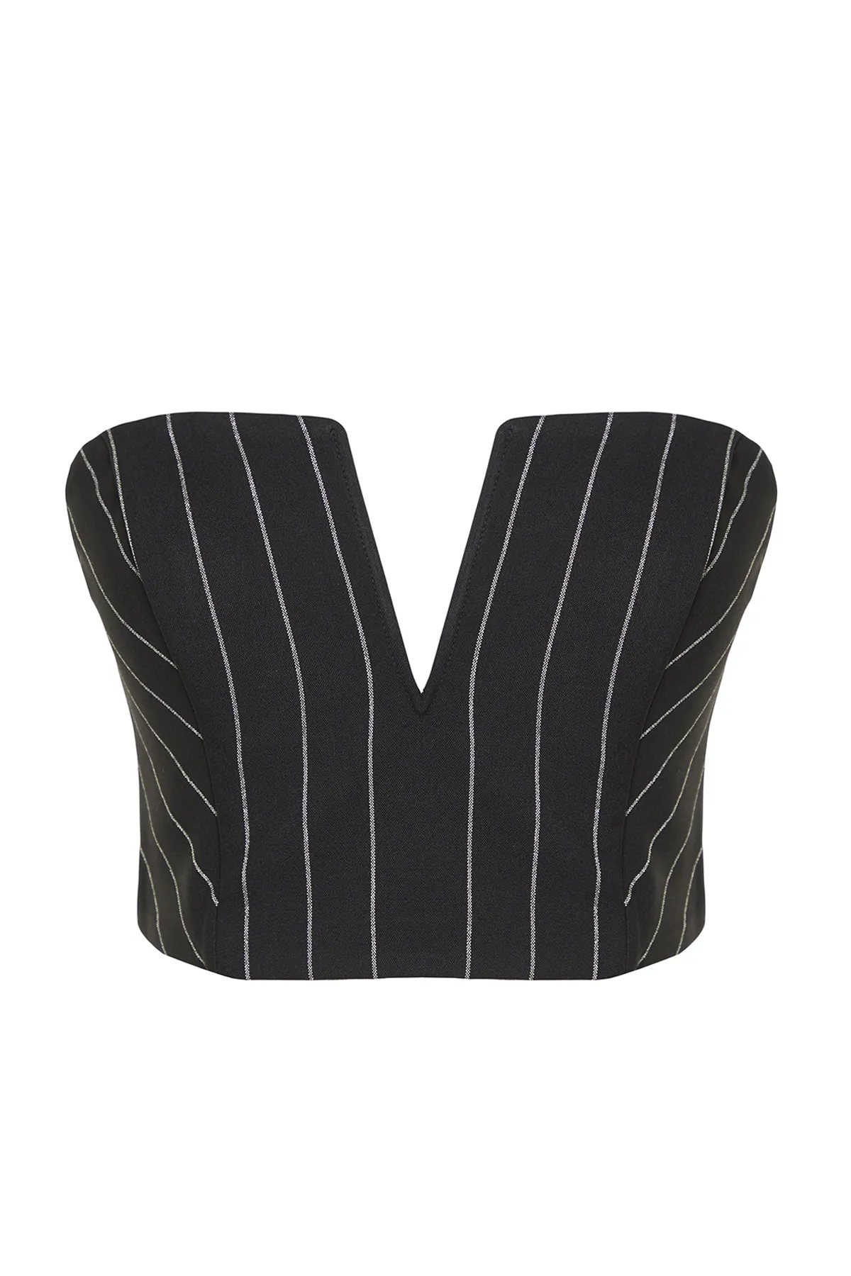 Trendyol Collection  Schwarz gestreiftes Crop-Bustier in limitierter Auflage TPRSS24BS00029