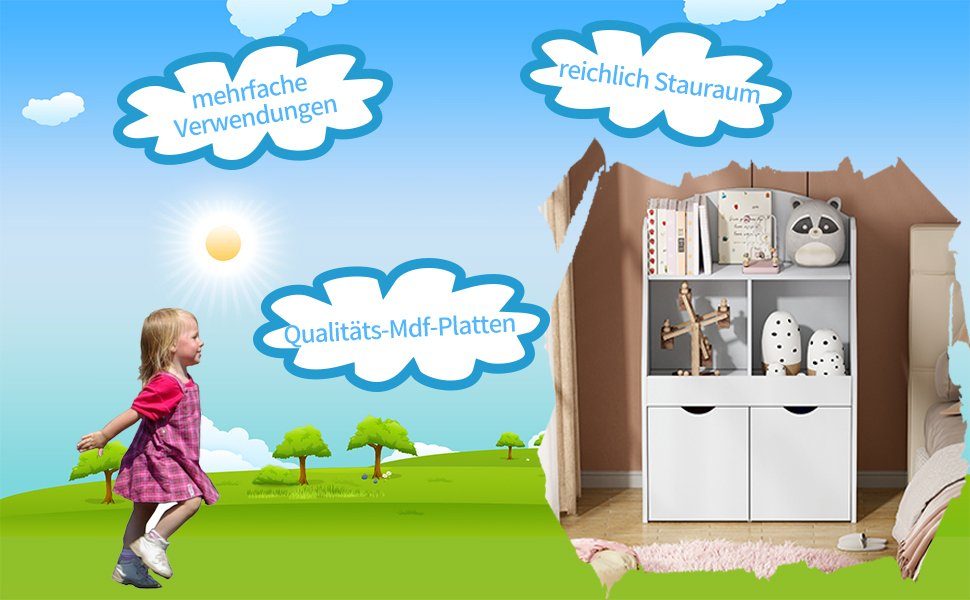 TWSOUL Stauraumschrank Kinderspind, Aufbewahrungsschrank für Kinderspielzeug 65*40*89CM(L*B*H), Premium-MDF